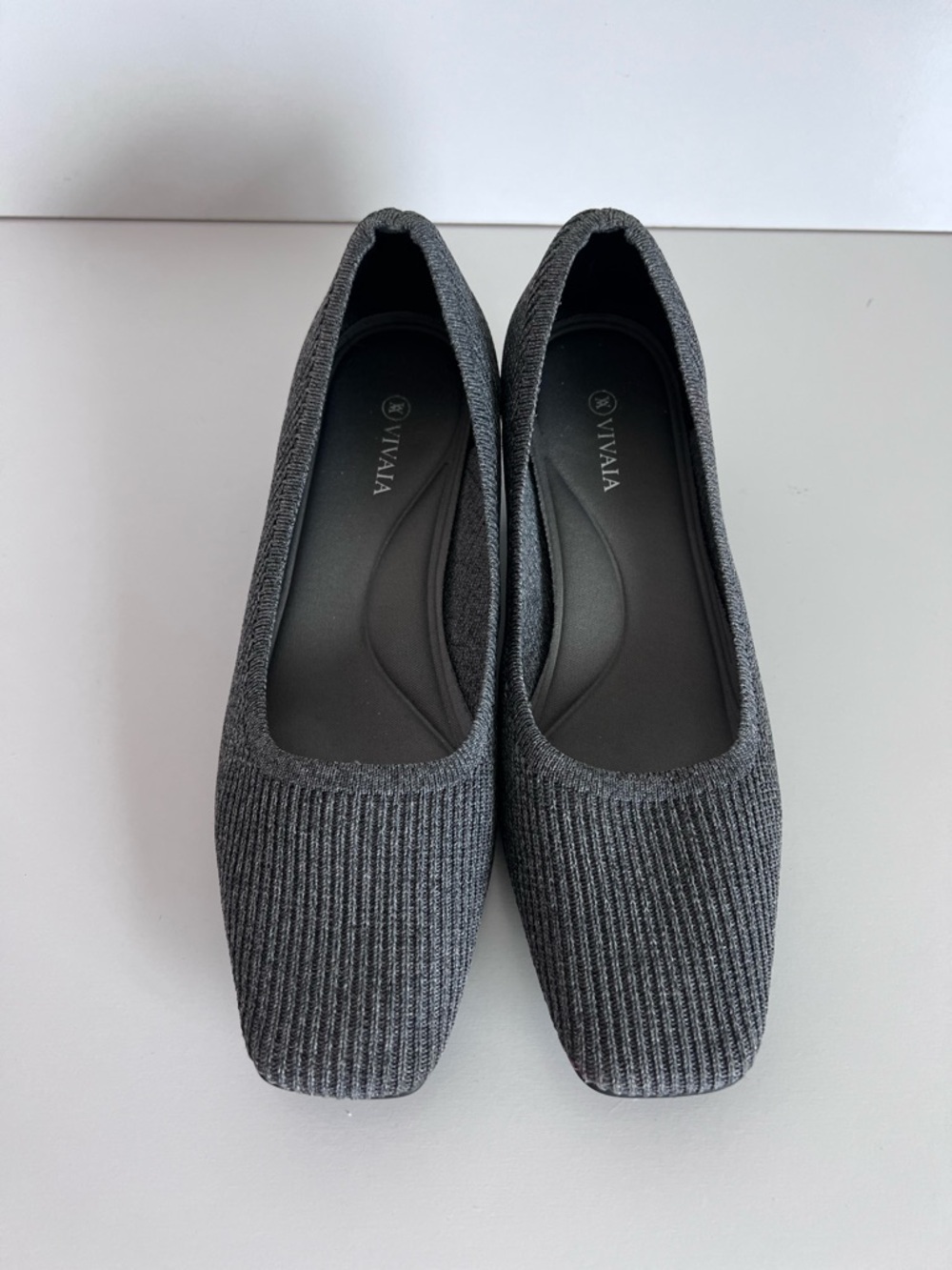 VIVAIA Women's Melody Square Toe Block Heel Pump‎ Gray Knit - Picture 2 of 11